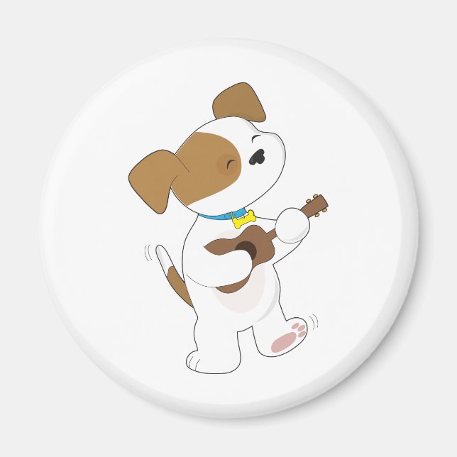 Cute Puppy Ukulele Magnet (Framsidan)