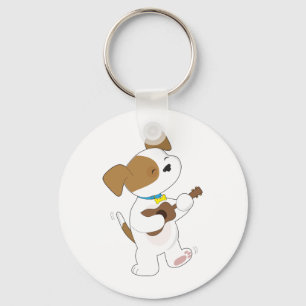 Cute Puppy Ukulele Nyckelring