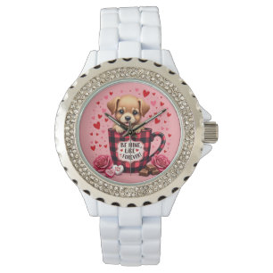 Cute Puppy Valentine Buffalo Play Aesthetic Mugg Armbandsur