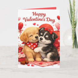 Cute Puppy Valentine Helgkort