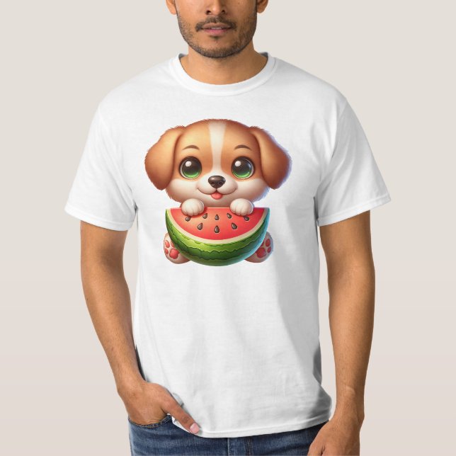 Cute Puppy Watermelon Shirt T (Framsida)