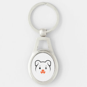 Cute Puppy Wink Ovalt Silverfärgad Nyckelring