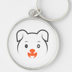 Cute Puppy Wink Rund Silverfärgad Nyckelring