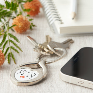 Cute Puppy Wink Twisted Heart Silverfärgad Nyckelring