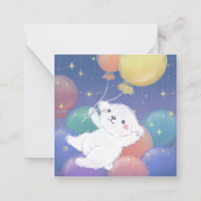 Cute Puppy with Balloons & Stars Anteckningskort (Framsida)