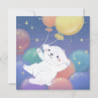 Cute Puppy with Balloons & Stars Inbjudningar