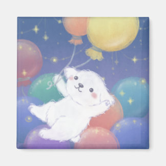 Cute Puppy with Balloons & Stars Magnet