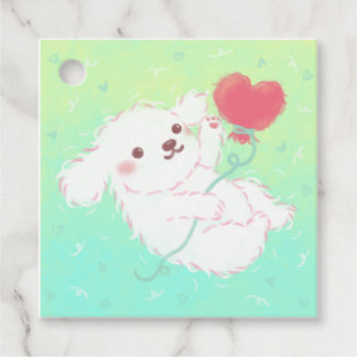 Cute Puppy with Heart Balloon Gåvor Etiketter