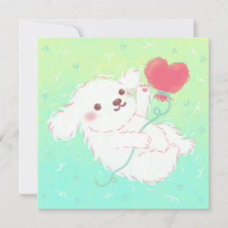 Cute Puppy with Heart Balloon Inbjudningar