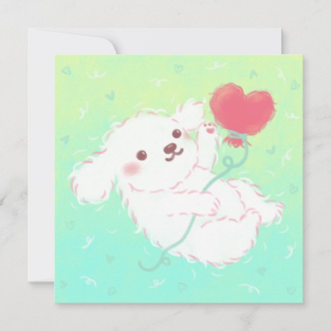 Cute Puppy with Heart Balloon Inbjudningar (Framsida)