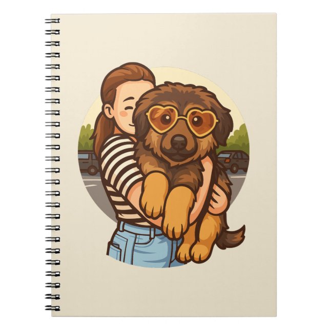 Cute Puppy with Heart Sunglasses  Anteckningsbok (Framsidan)