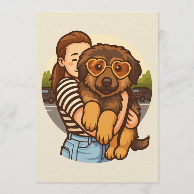 Cute Puppy with Heart Sunglasses  Inbjudningar (Framsida)