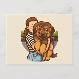 Cute Puppy with Heart Sunglasses  Vykort