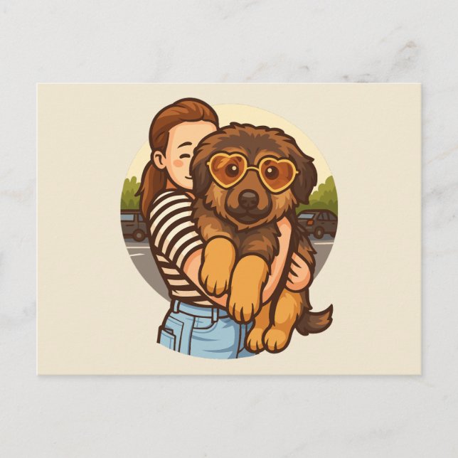 Cute Puppy with Heart Sunglasses  Vykort (Framsida)
