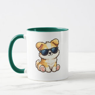 Cute Puppy with Sunglasses Kawaii Design Mugg
