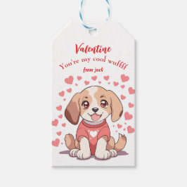 Cute puppy wufff valentins dag presentetikett