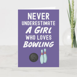Cute Purple Bowling Cards For Baby Girls Kids  Kort