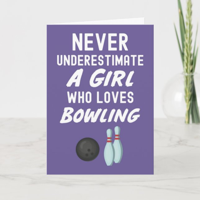 Cute Purple Bowling Cards For Baby Girls Kids  Kort (Framsida)
