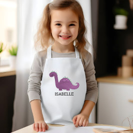 Cute Purple Dinosaur Personalized Barnförkläde