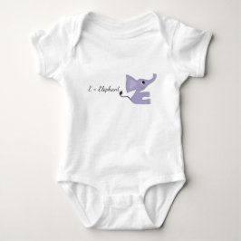 Cute Purple Elephant Baby Bodysuit - E-Elephant In T Shirt