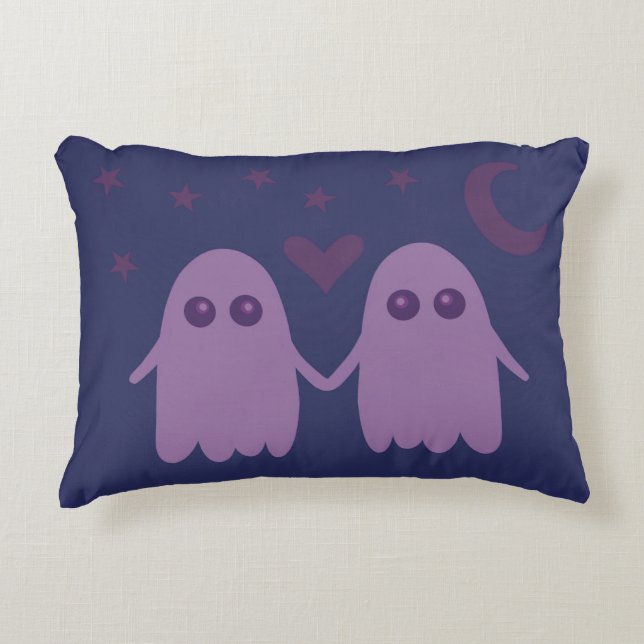 Cute Purple Ghost Throw Pillow Prydnadskudde (Framsidan)