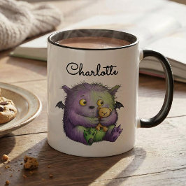 Cute Purple Green Fluffy Monster Buddy Mugg