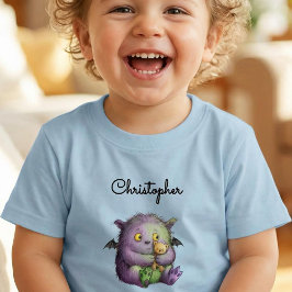 Cute Purple Green Fluffy Monster Buddy T Shirt