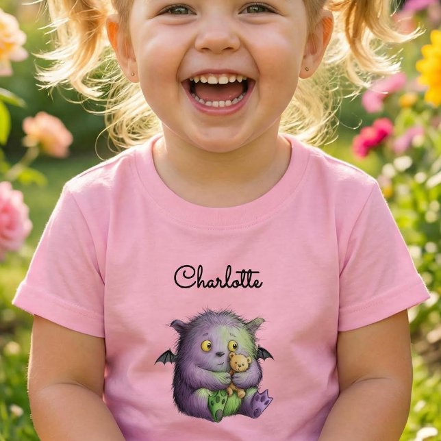 Cute Purple Green Fluffy Monster Buddy T Shirt (Skapare uppladdad)