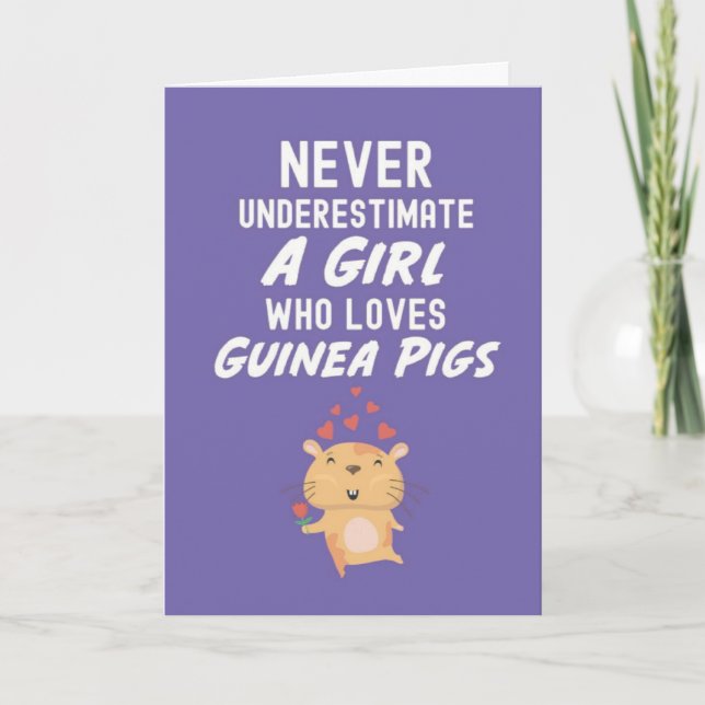 Cute Purple Guinea Pig Cards For Baby Girls Kids Kort (Framsida)