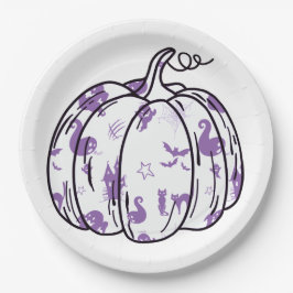 Cute Purple Halloween Icons in Pumpkin
