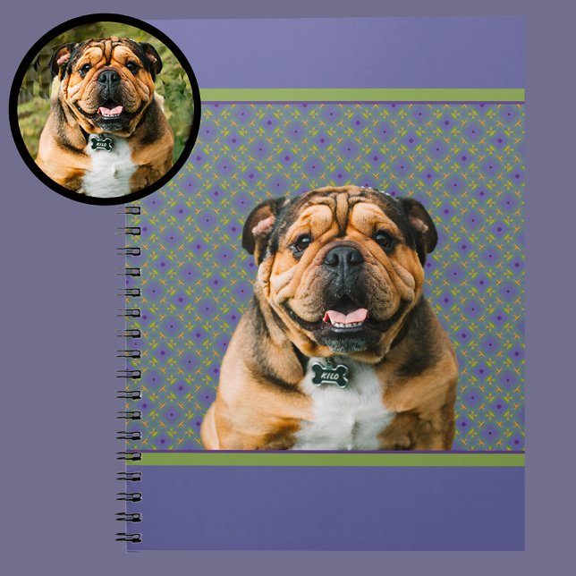 Cute Purple Modern Photo Gift for Puppy Dog Mom Anteckningsbok (Skapare uppladdad)
