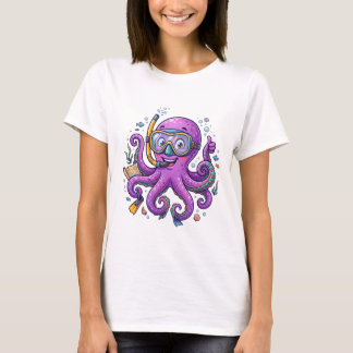Cute Purple Octopus Treasure Hunter T Shirt