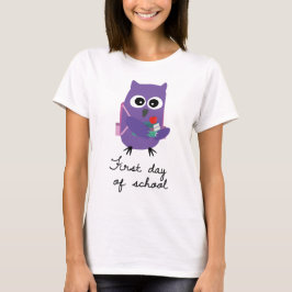 Cute, purple owl, owlet "First day of school" T Shirt