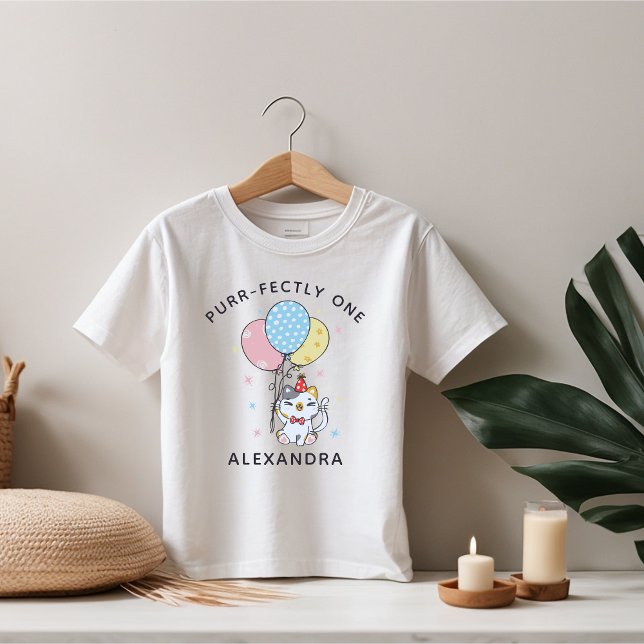Cute Purr-Fack 1: Katttema 1:a födelsedagen Party T Shirt (Skapare uppladdad)