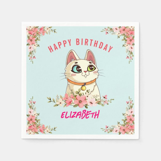 Cute Purrfect Cat Kitten Birthday Party Pappersservett (Framsidan)