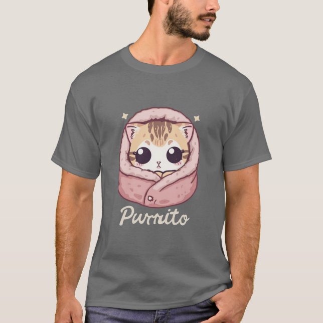 Cute Purrito Cat – Adorable Kitty Pun T Shirt (Framsida)