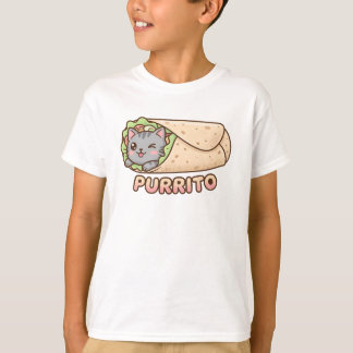 Cute Purrito Cat Burrito Funny Pun Kawaii Kids T-S T Shirt