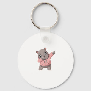 Cute Pygmy Hippo Kids Girls Boys Dabbing Moo Deng Nyckelring