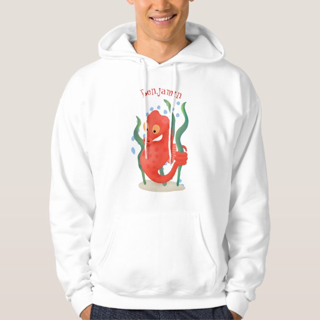 Cute pygmy seahorse tecknad hoodie (Framsida)