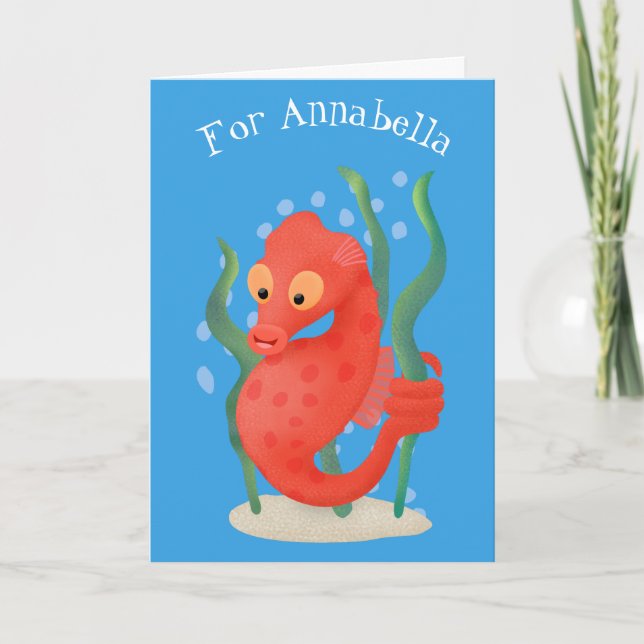 Cute pygmy seahorse tecknad kort (Framsida)