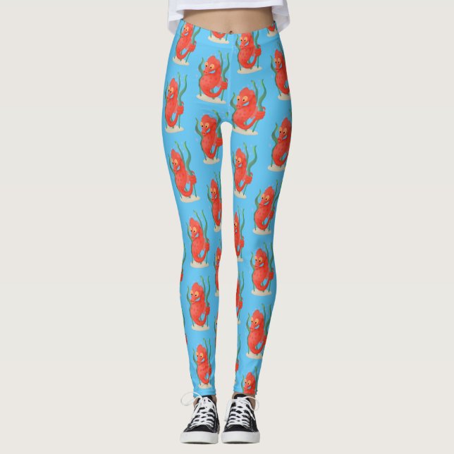 Cute pygmy seahorse tecknad leggings (Framsida)