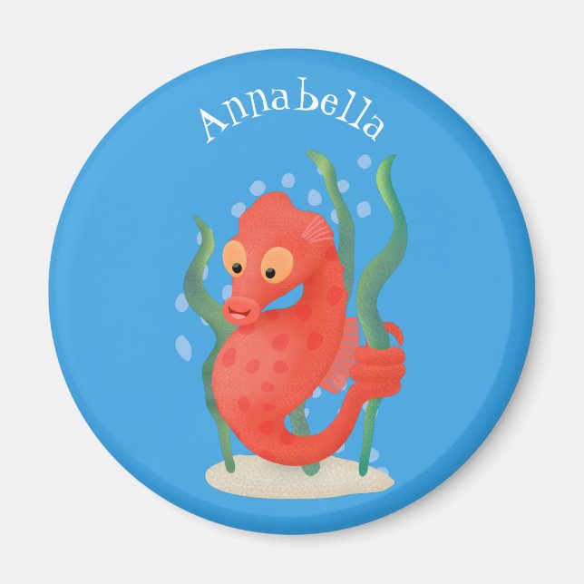 Cute pygmy seahorse tecknad magnet (Framsidan)