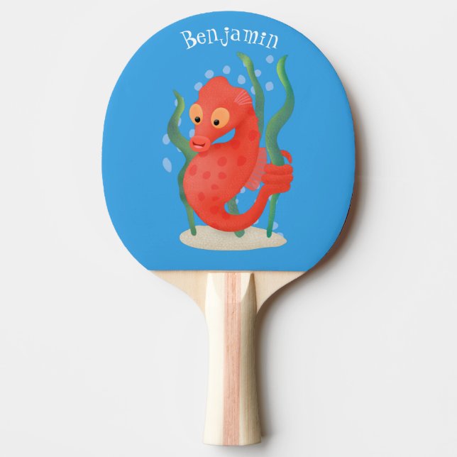Cute pygmy seahorse tecknad pingisracket (Framsidan)