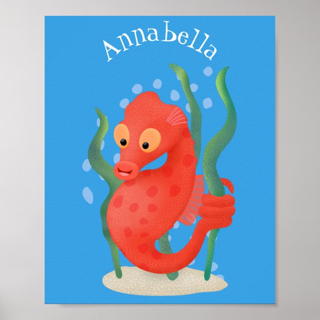 Cute pygmy seahorse tecknad poster (Framsidan)