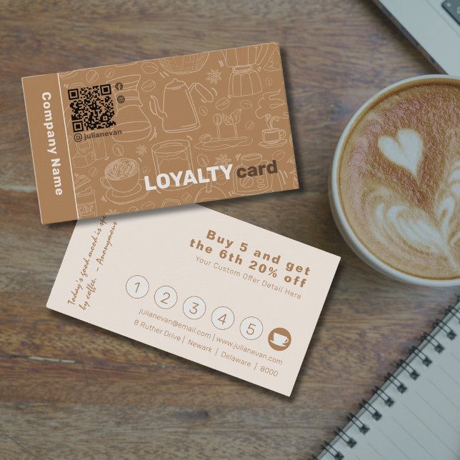 Cute Qr-kod Kaffe Royalty-kort Visitkort (Skapare uppladdad)