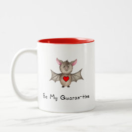 Cute Quarantine Valentine Pandemic Watercolor Flad Två-Tonad Mugg