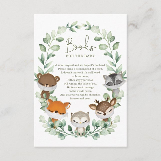 Cute Quarantine Woodland Animals Bokar för Baby Tilläggskort (Framsida)