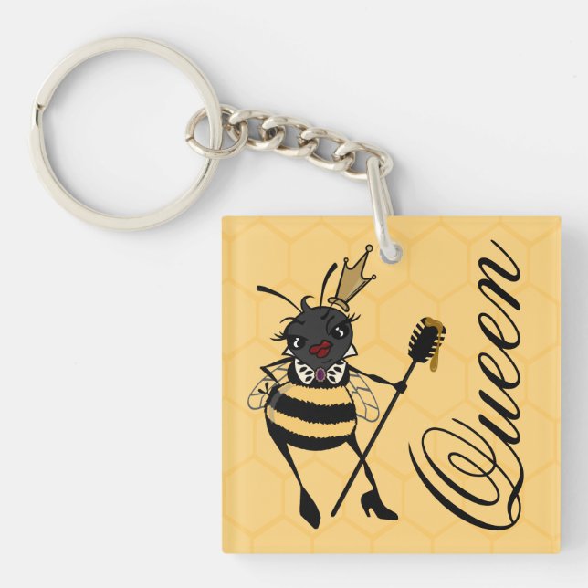 CUTE QUEEN BEBE MED HONEYCOMB SQUARE NYCKELRING (Framsidan)