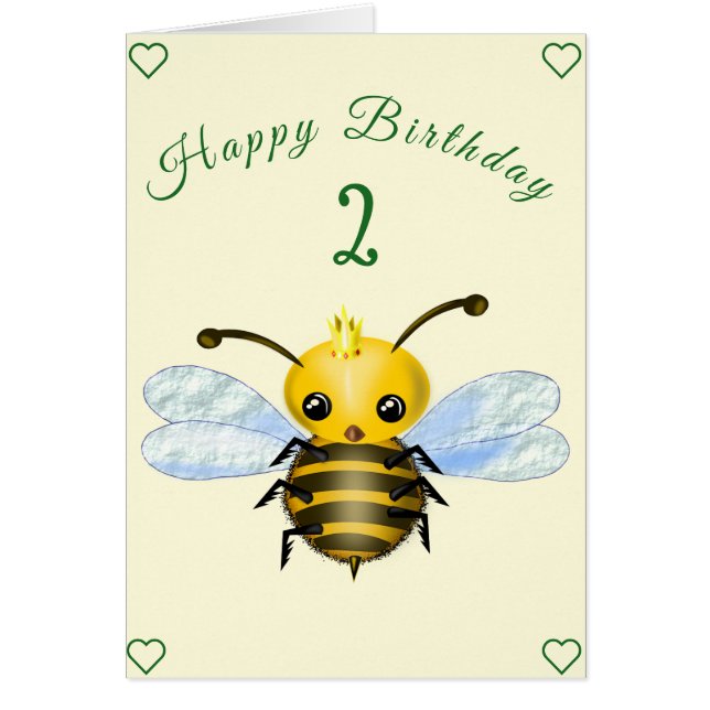 Cute Queen Bee Birthday Card - Anpassade Hälsningskort (Framsidan)