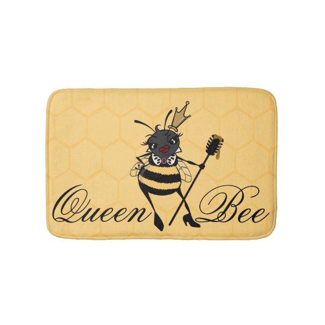 CUTE QUEEN BEE MED HONEYCOMB GRAPHIC BATH MAT BADRUMSMATTA (Framsidan)